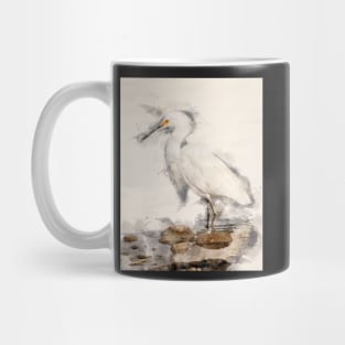 Snowy White Egret in Watercolor Mug